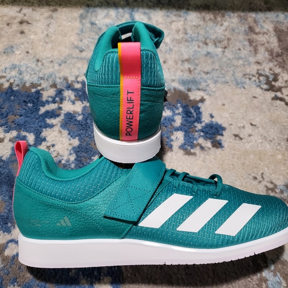 Adidas Powerlift 5 Weightlifting Shoes Mens Size 14 Teal Pink White JP9877  NWT